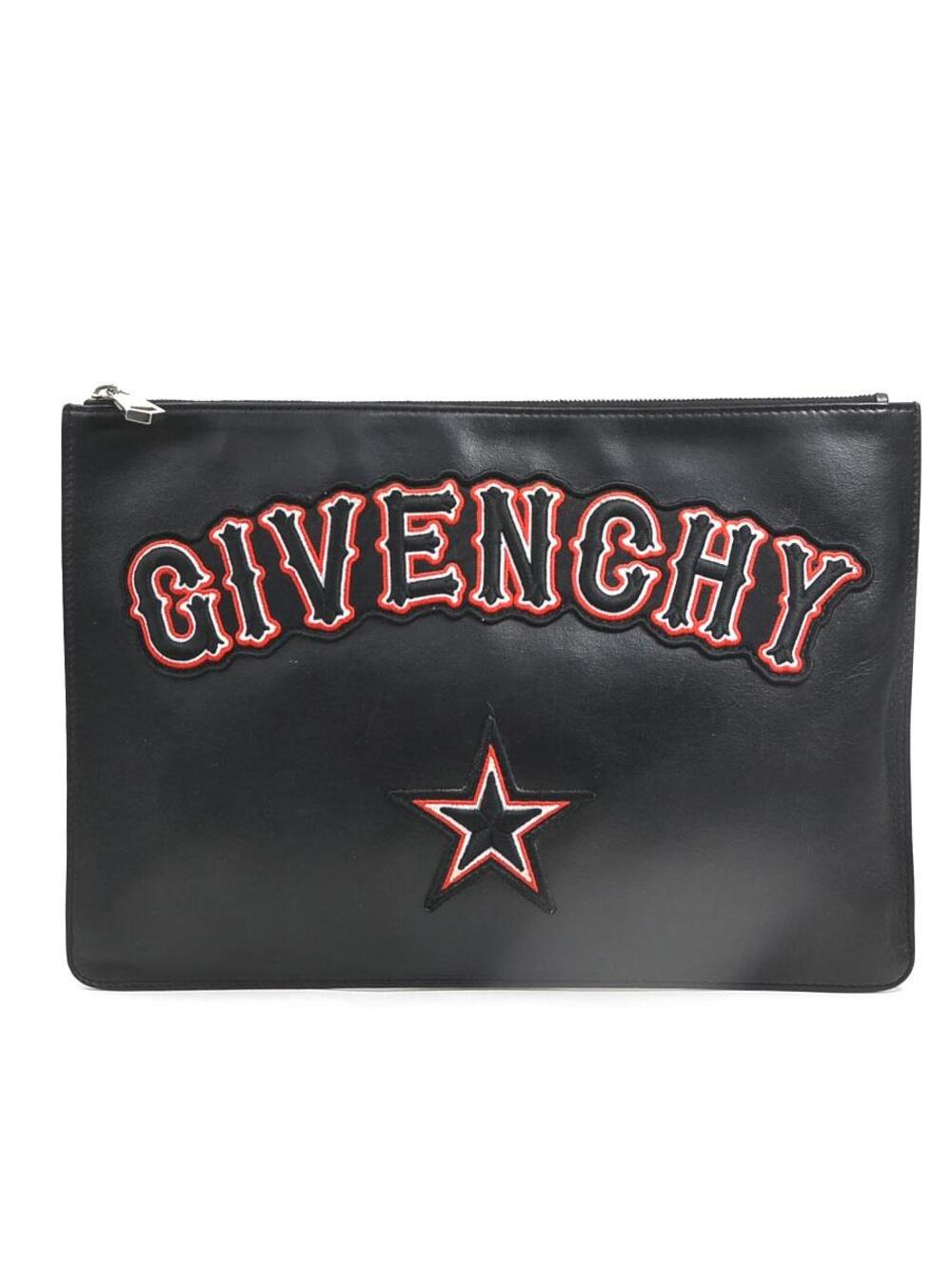 Auth Givenchy Clutch Bag Black Leather #302894G13B
